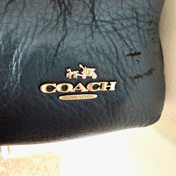 Coach Lexy Shoulder Bag Pebble Leather Metallic Blue - Picture 7 of 15